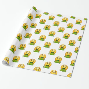 emoji puking wrapping paper