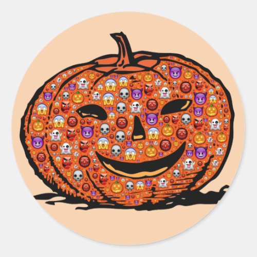 Emoji pumpkin stickers