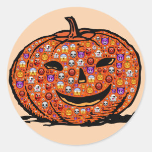 Emoji pumpkin stickers
