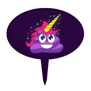 Emoji Purple Unicorn Poop Cake Topper