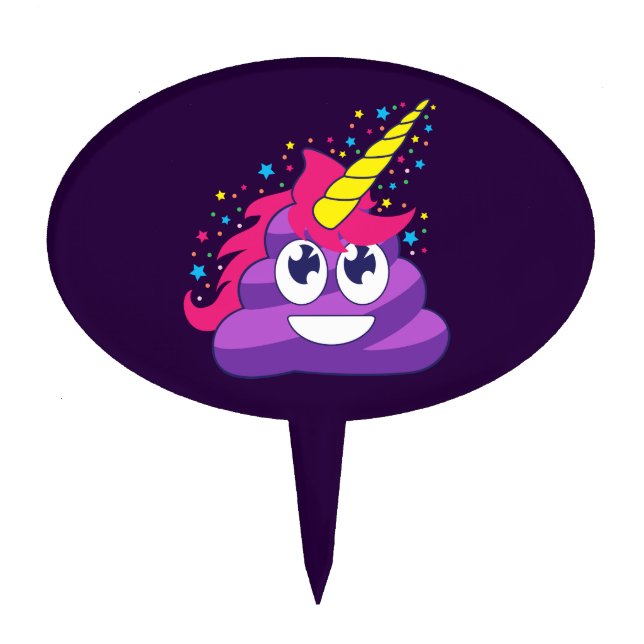 Emoji Purple Unicorn Poop Cake Topper (Front)
