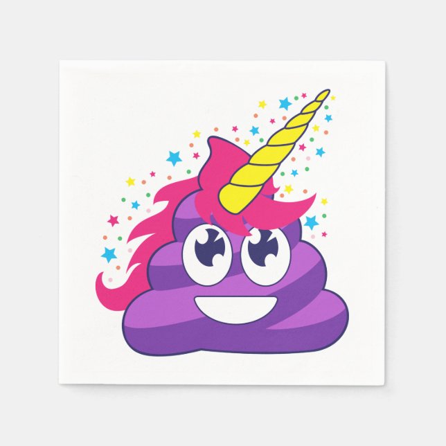Emoji Purple Unicorn Poop Napkins (Front)