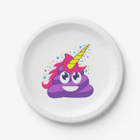 Emoji Purple Unicorn Poop Paper Plate