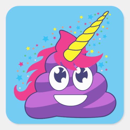 Emoji Purple Unicorn Poop Square Sticker