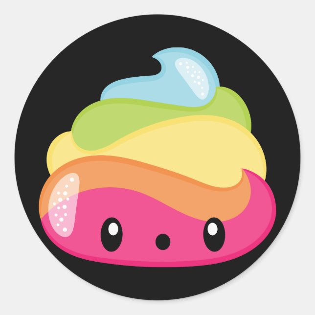 Emoji Raimbow Poop! Classic Round Sticker (Front)