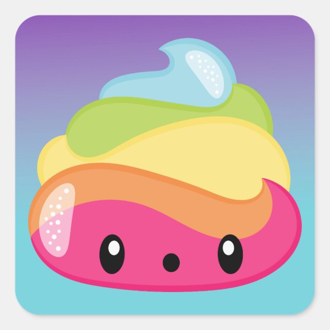 Emoji Raimbow Poop! Square Sticker (Front)