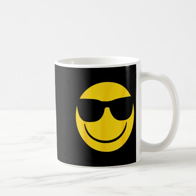 Emoji Retro Sungles Yellow Smile Face  Coffee Mug (Right)