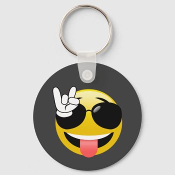 Emoji Rock On Keychain by MishMoshEmoji at Zazzle