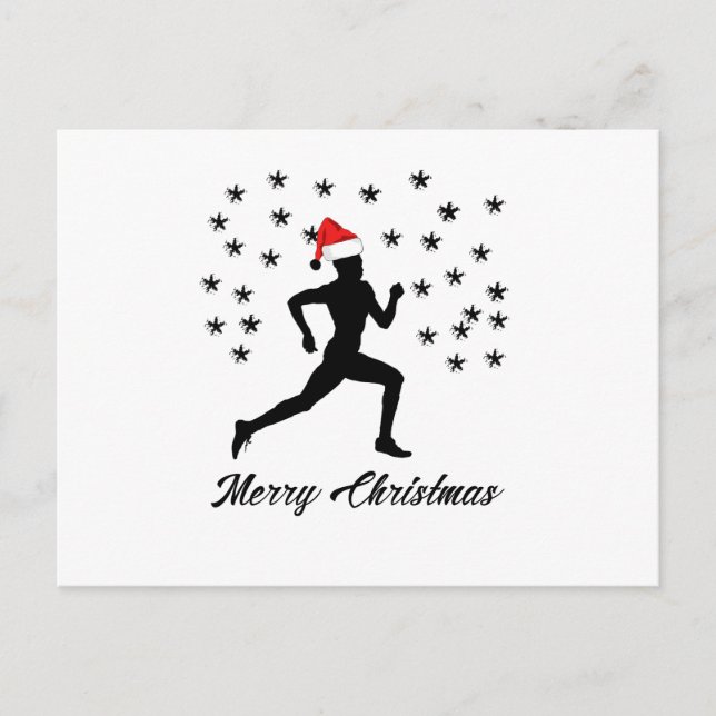 Emoji runner Christmas Funny Holiday Postcard (Front)