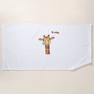 emoji sad crying giraffe face beach towel