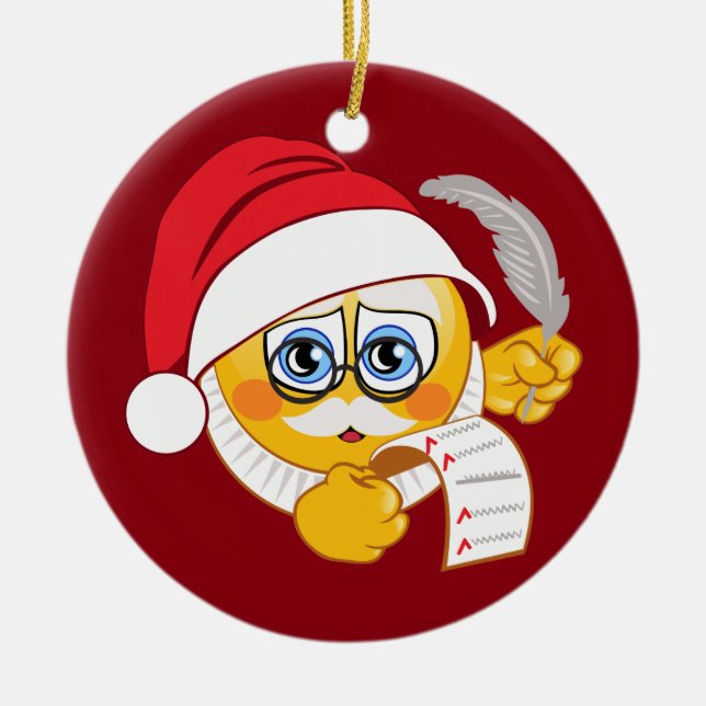 Emoji Santa Christmas Ornament (Front)