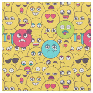 Emoji Seamless Pattern-Colorful Cartoon Emotions Fabric