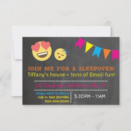 Emoji Sleepover Birthday Invitation