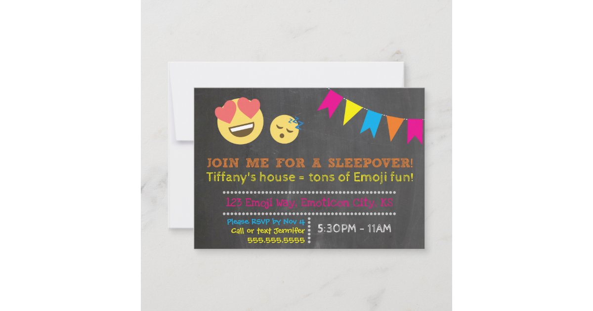 Emoji Sleepover Party Invitation | Zazzle