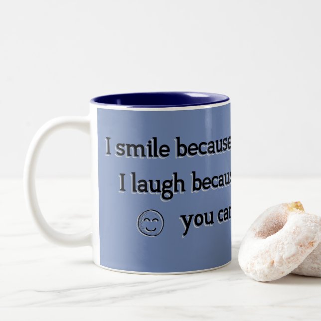 Emoji smile and laugh Sister -Coffee tea Two-Tone Coffee Mug (With Donut)