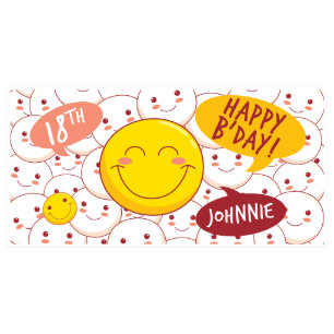 Emoji Smiles 1 Birthday Banner Party Decor Any Age