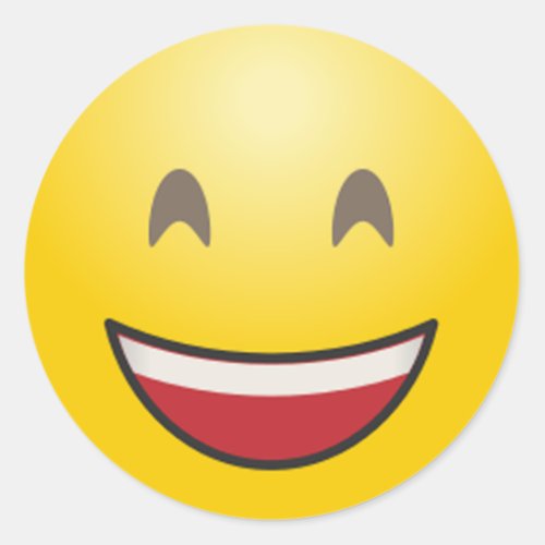 Emoji smiling face with open mouth  smiling eyes classic round sticker