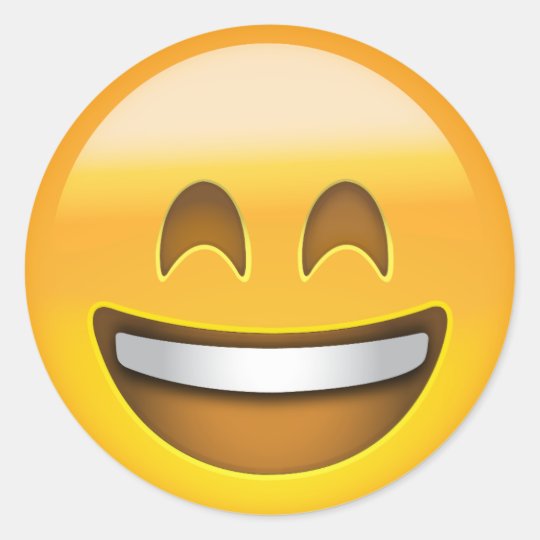 Happy Smiley Face - blue Classic Round Sticker | Zazzle.com