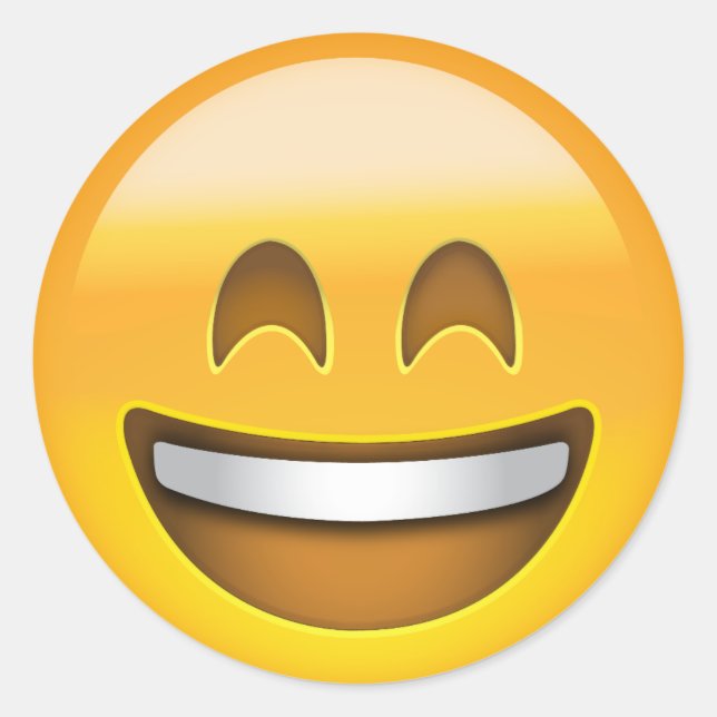 Emoji Smiling Face With Open Mouth Smiling Eyes Classic Round Sticker (Front)