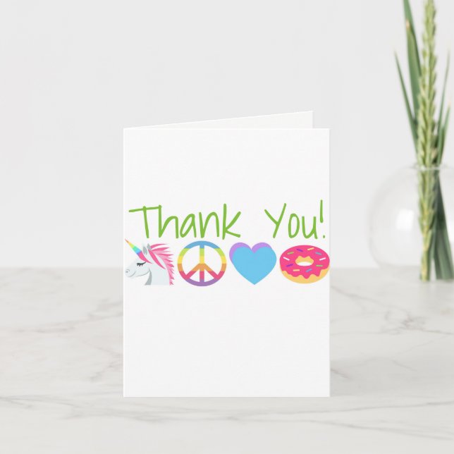 Emoji Thank You Notes -Peace, Love, Unicorn, Donut (Front)