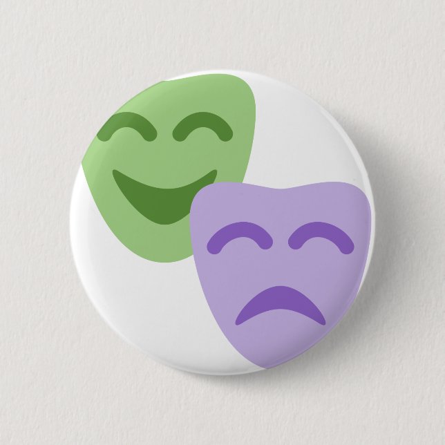 Emoji Twitter - Drama Theater Pinback Button (Front)