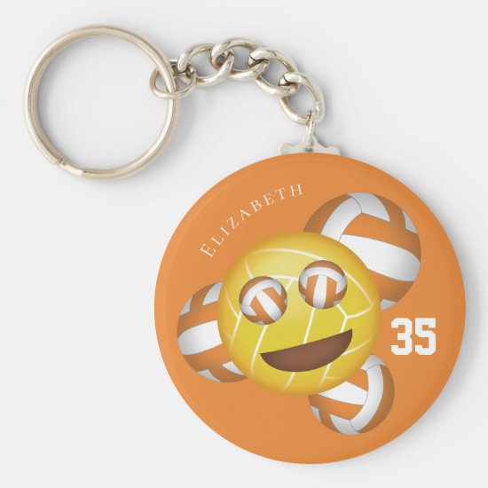 emoji volleyball keychain w name and jersey number
