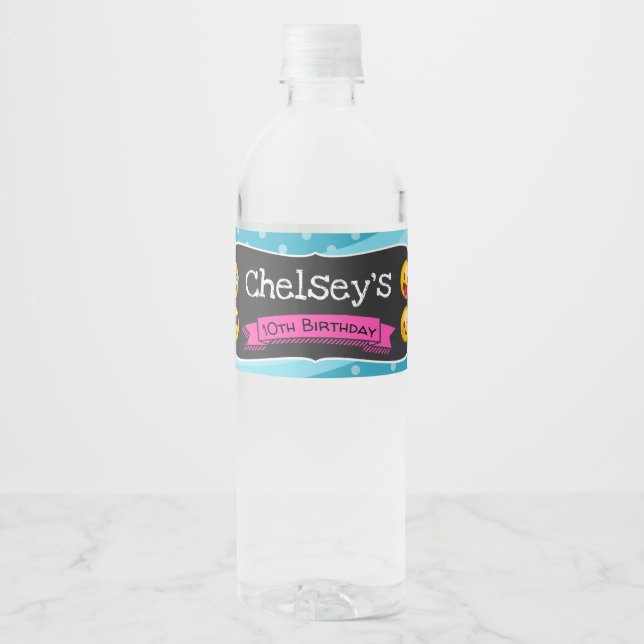 Emoji Water Bottle Labels - Emoji Pool Party (Front)