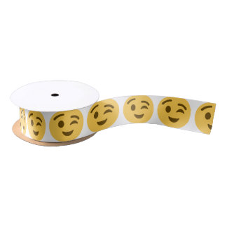 Emoji Wink Satin Ribbon