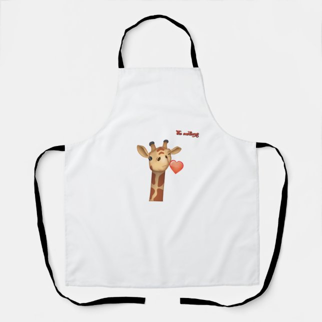 emoji winking kissing heart giraffe face   apron (Front)