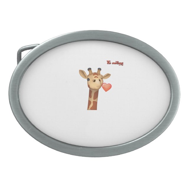 emoji winking kissing heart giraffe face   belt buckle (Front)