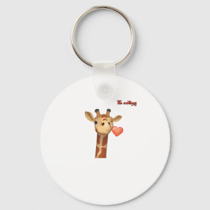 emoji winking kissing heart giraffe face keychain