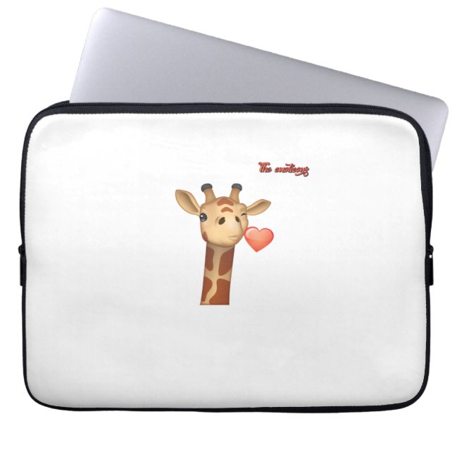 emoji winking kissing heart giraffe face   laptop sleeve (Front)