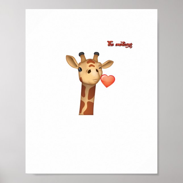 emoji winking kissing heart giraffe face   poster (Front)
