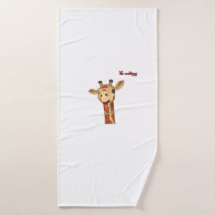 emoji winking tongue out giraffe face bath towel