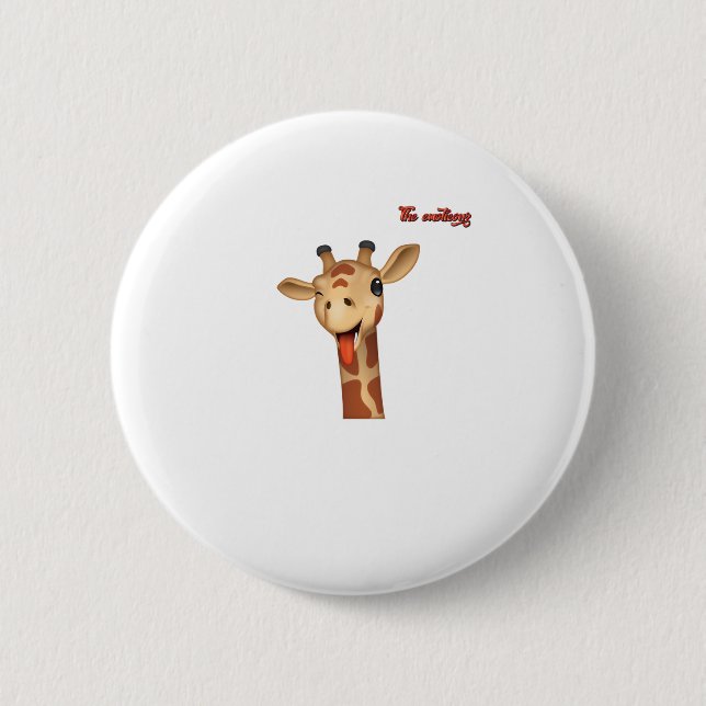 emoji winking tongue out giraffe face   button (Front)