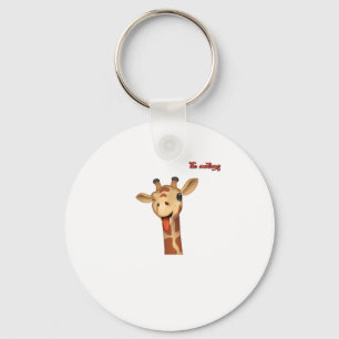emoji winking tongue out giraffe face keychain