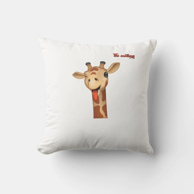 emoji winking tongue out giraffe face   throw pillow (Front)