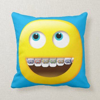 Emoji With Braces Pillow by PamJArts at Zazzle