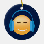 Emoji With Headphones Ceramic Ornament at Zazzle