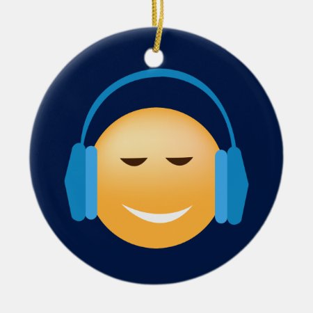 Emoji With Headphones Ceramic Ornament