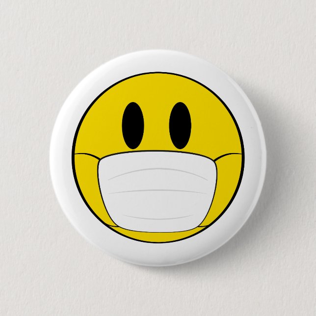 Emoji with Mask Illustrated Button (Front)