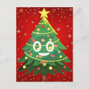 Emoji Xmas Tree Design Holiday Postcard