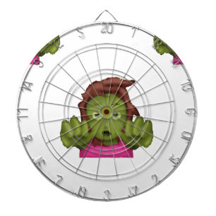 emoji zombie woman dartboard with darts