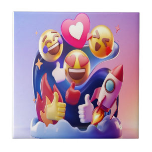 Emojis Unleashed A Fun, Colorful Adventure Ceramic Tile