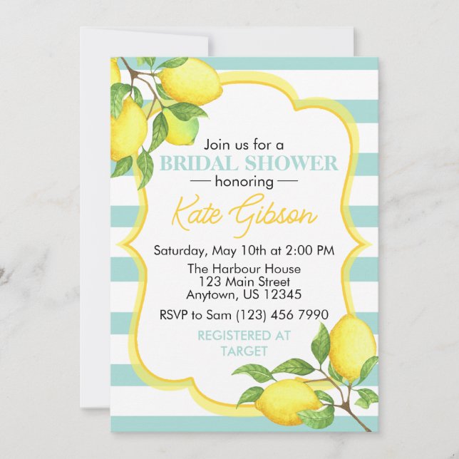 emon Bridal Shower Invitation – Fresh Citrus Theme (Front)