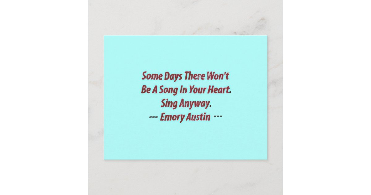 Emory Austin Inspirational, Motivational Quote. Postcard Zazzle