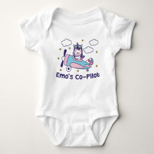 Emo's Co-Pilot - Unicorn Airplane Baby Bodysuit