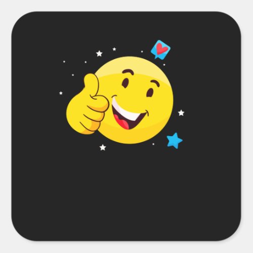 Emote Smile Thumbs Up Emoticon Funny Face Square Sticker