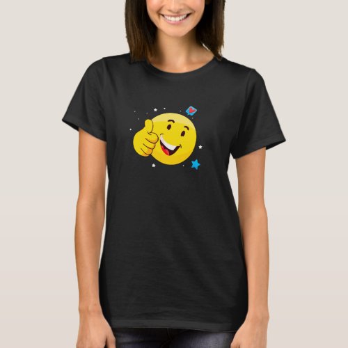 Emote Smile Thumbs Up Emoticon Funny Face T_Shirt