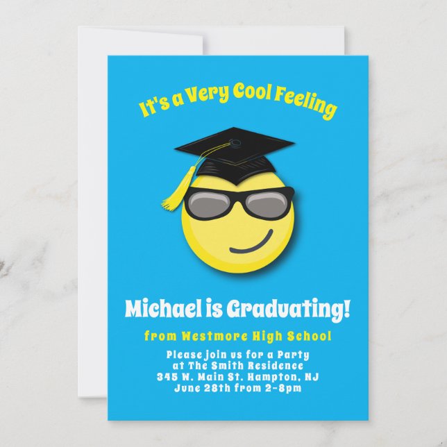 Emoticon Cool Sunglasses Cute Graduation Party Invitation (Front)